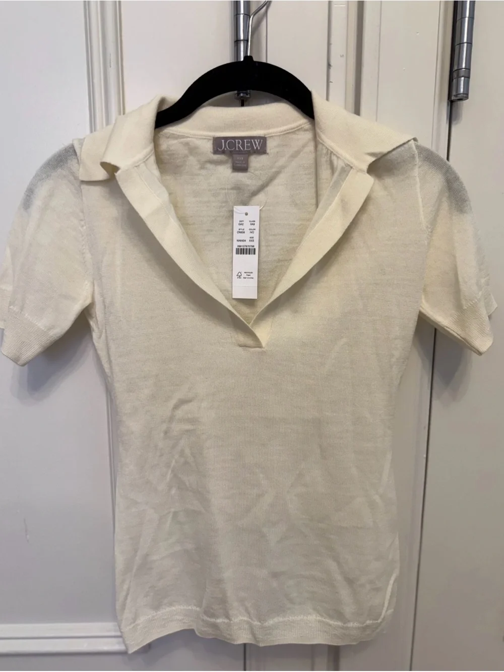 J. Crew Cream Ribbed Short-Sleeve Polo